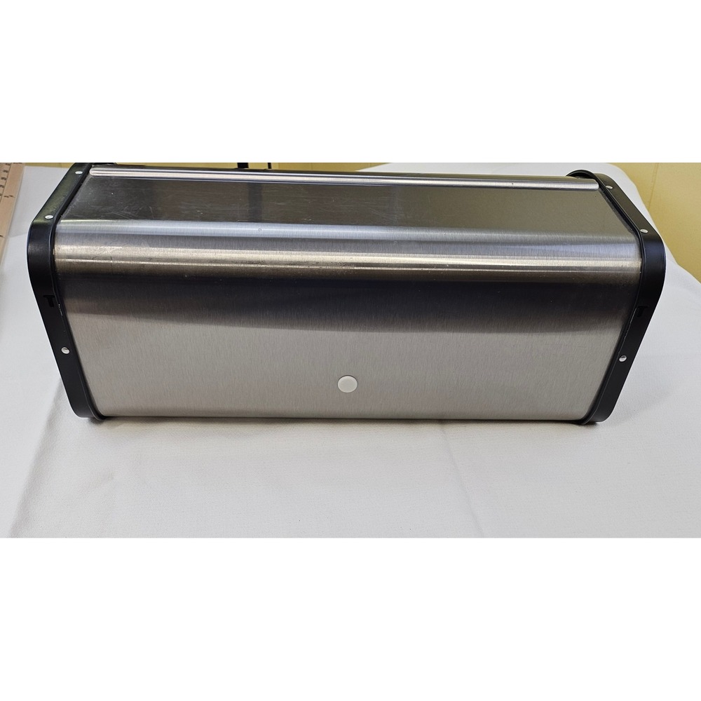 Brabantia Roll Top Bread Box Brushed Stainless Steel Black Kitchen Storage Bin - Picture 7 of 13